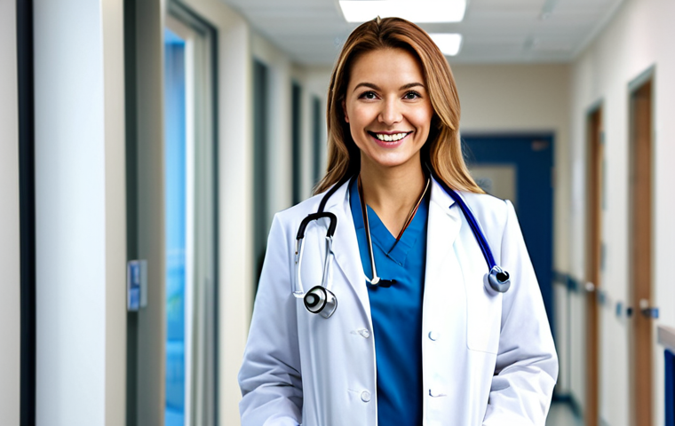 **
"A professional female doctor in a fully clothed, modest white coat, stethoscope around her neck, smiling gently in a bright, modern hospital setting, appropriate attire, safe for work, perfect anatomy, correct proportions, natural pose, well-formed hands, proper finger count, natural body proportions, professional medical environment."
**