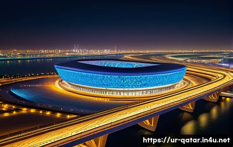 2022년 FIFA 월드컵과 카타르 - **Prompt:** A breathtaking panoramic nighttime view of Doha, Qatar, during the 2022 FIFA World Cup. ...