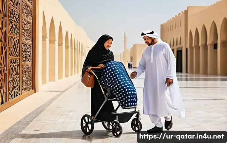 카타르의 다양한 인구 구성 - **Prompt 1: A Vibrant Cultural Tapestry in Doha**
"A bustling, sunlit street scene in Doha, Qata...